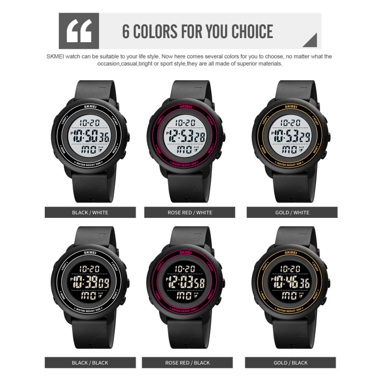 SKMEI 1736 Orologio elettronico luminoso con display digitale a LED con quadrante rotondo triplicato