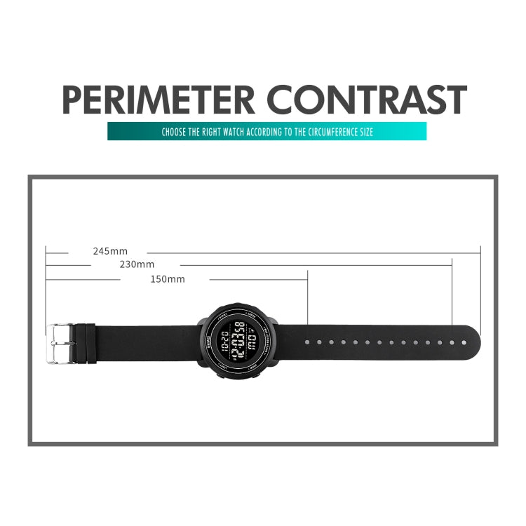 SKMEI 1736 Orologio elettronico luminoso con display digitale a LED con quadrante rotondo triplicato