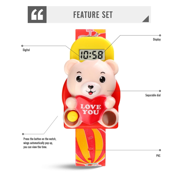 SKMEI 1748 Orologio elettronico con display digitale a LED a cuore d'amore a forma di cartone animato tridimensionale per bambini