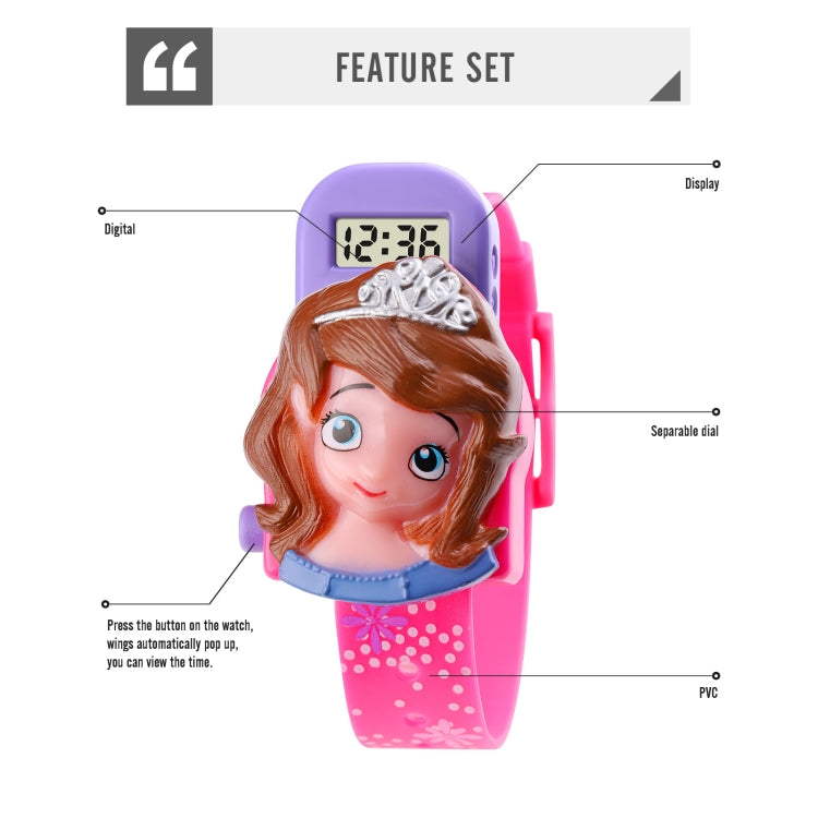 SKMEI 1752 Orologio elettronico con display digitale a LED principessa tridimensionale dei cartoni animati per bambini, SKMEI 1752