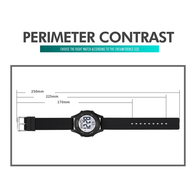SKMEI 1758 Orologio elettronico con cinturino in silicone luminoso con display digitale a LED multifunzionale
