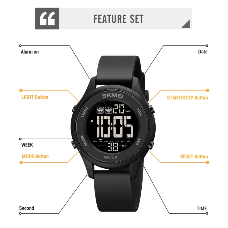 SKMEI 1758 Orologio elettronico con cinturino in silicone luminoso con display digitale a LED multifunzionale