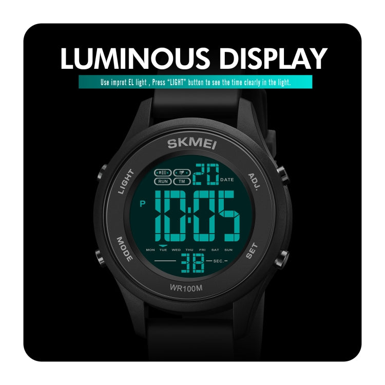 SKMEI 1758 Orologio elettronico con cinturino in silicone luminoso con display digitale a LED multifunzionale
