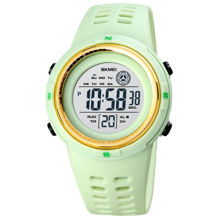 SKMEI 1773 Orologio elettronico con retroilluminazione colorata a LED rotondo triplicato con doppio fuso orario