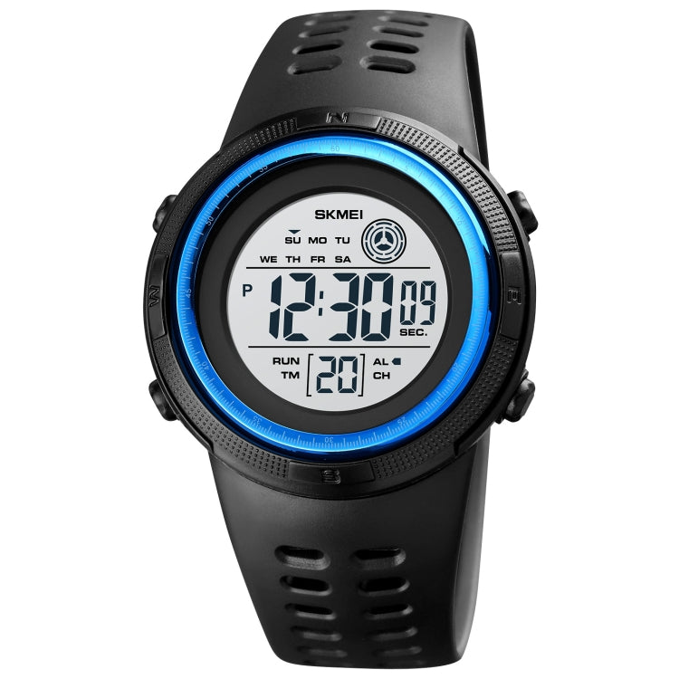 SKMEI 1773 Orologio elettronico con retroilluminazione colorata a LED rotondo triplicato con doppio fuso orario