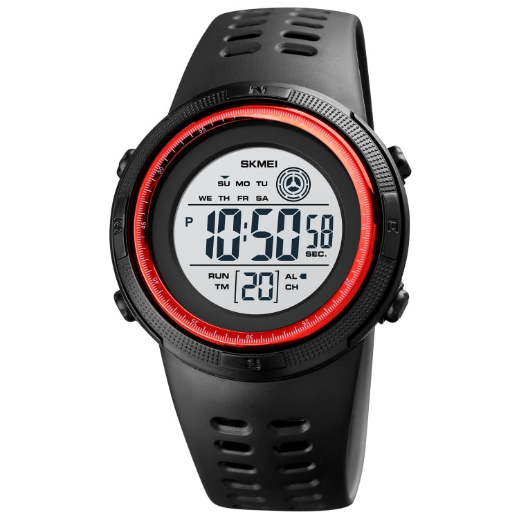 SKMEI 1773 Orologio elettronico con retroilluminazione colorata a LED rotondo triplicato con doppio fuso orario