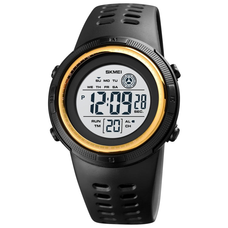 SKMEI 1773 Orologio elettronico con retroilluminazione colorata a LED rotondo triplicato con doppio fuso orario