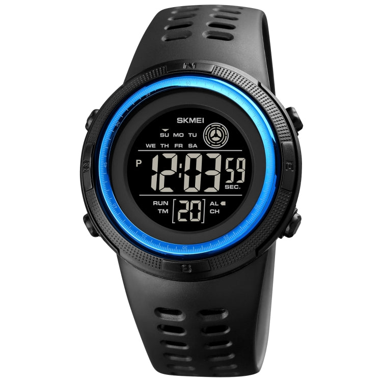 SKMEI 1773 Orologio elettronico con retroilluminazione colorata a LED rotondo triplicato con doppio fuso orario