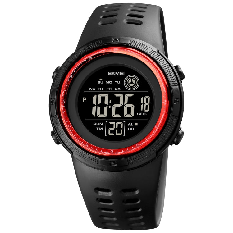SKMEI 1773 Orologio elettronico con retroilluminazione colorata a LED rotondo triplicato con doppio fuso orario