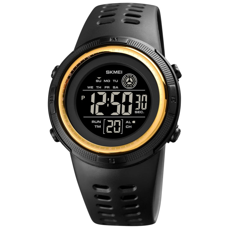 SKMEI 1773 Orologio elettronico con retroilluminazione colorata a LED rotondo triplicato con doppio fuso orario