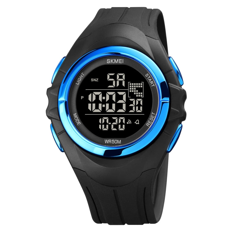 SKMEI 1790 Orologio elettronico luminoso da uomo con display digitale a doppio fuso rotondo triplicato a LED