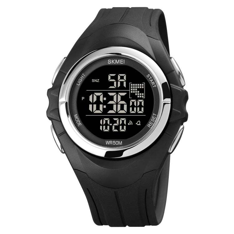SKMEI 1790 Orologio elettronico luminoso da uomo con display digitale a doppio fuso rotondo triplicato a LED