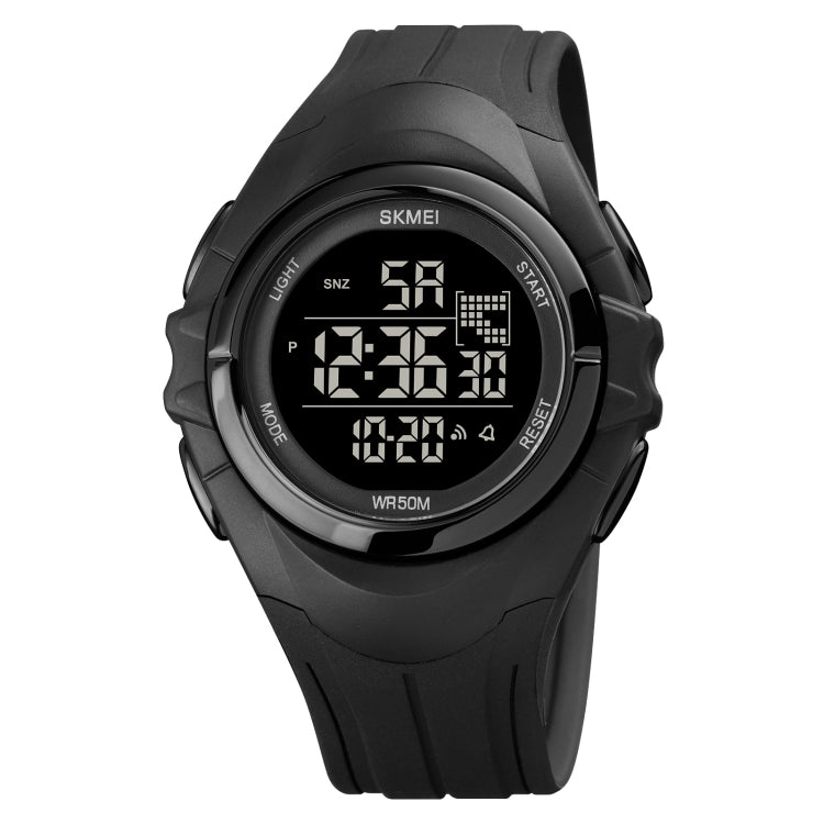 SKMEI 1790 Orologio elettronico luminoso da uomo con display digitale a doppio fuso rotondo triplicato a LED