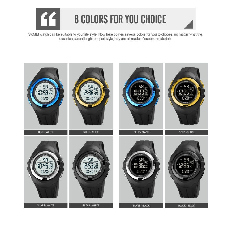 SKMEI 1790 Orologio elettronico luminoso da uomo con display digitale a doppio fuso rotondo triplicato a LED