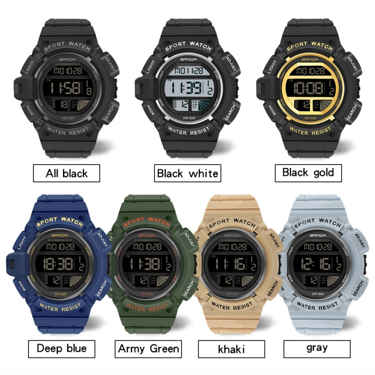 SANDA 2106 LED Display Digitale Sveglia Luminosa Orologio Sportivo da Uomo per Sport all'Aria Aperta
