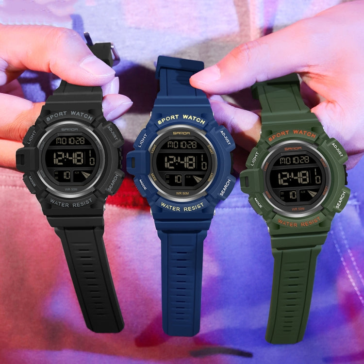 SANDA 2106 LED Display Digitale Sveglia Luminosa Orologio Sportivo da Uomo per Sport all'Aria Aperta
