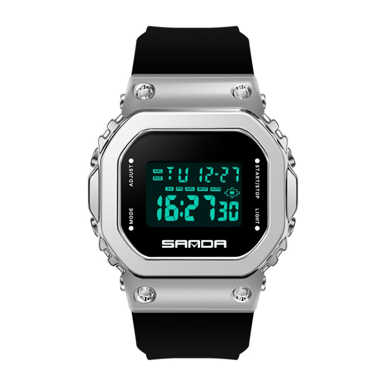 SANDA 9006 Orologio elettronico sportivo con quadrante quadrato con display digitale a LED per uomo e donna