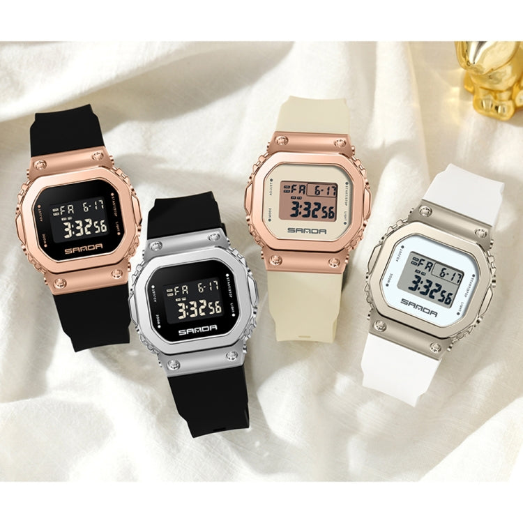 SANDA 9006 Orologio elettronico sportivo con quadrante quadrato con display digitale a LED per uomo e donna