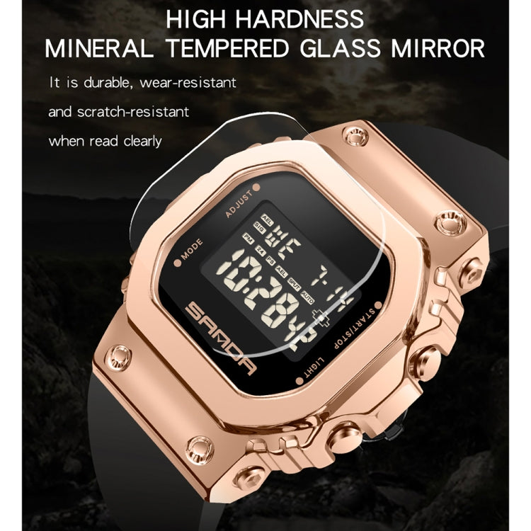 SANDA 9006 Orologio elettronico sportivo con quadrante quadrato con display digitale a LED per uomo e donna