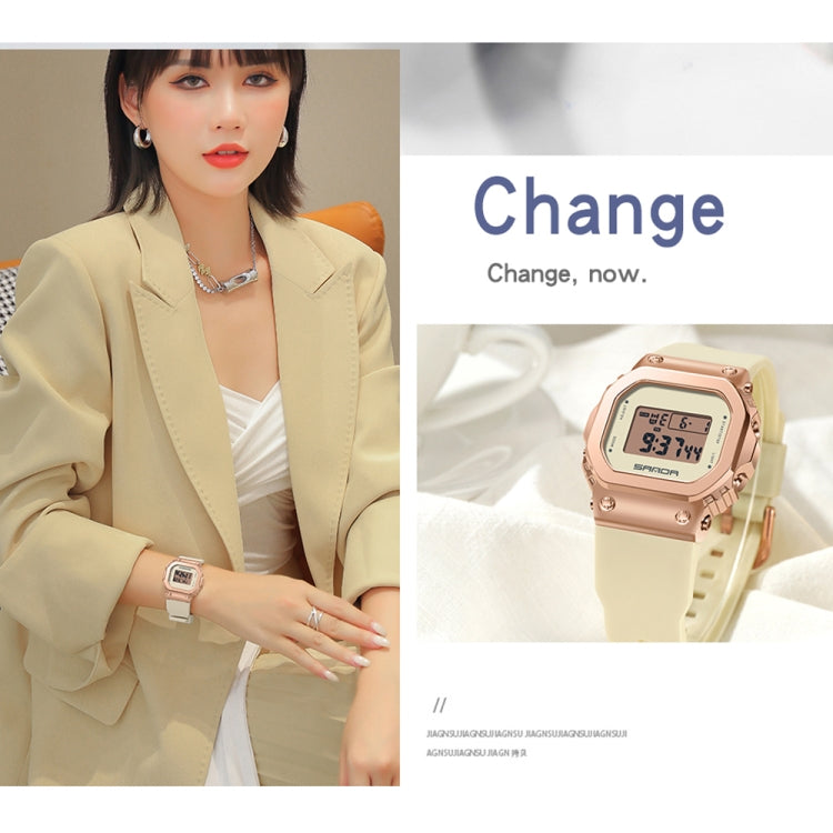SANDA 9006 Orologio elettronico sportivo con quadrante quadrato con display digitale a LED per uomo e donna