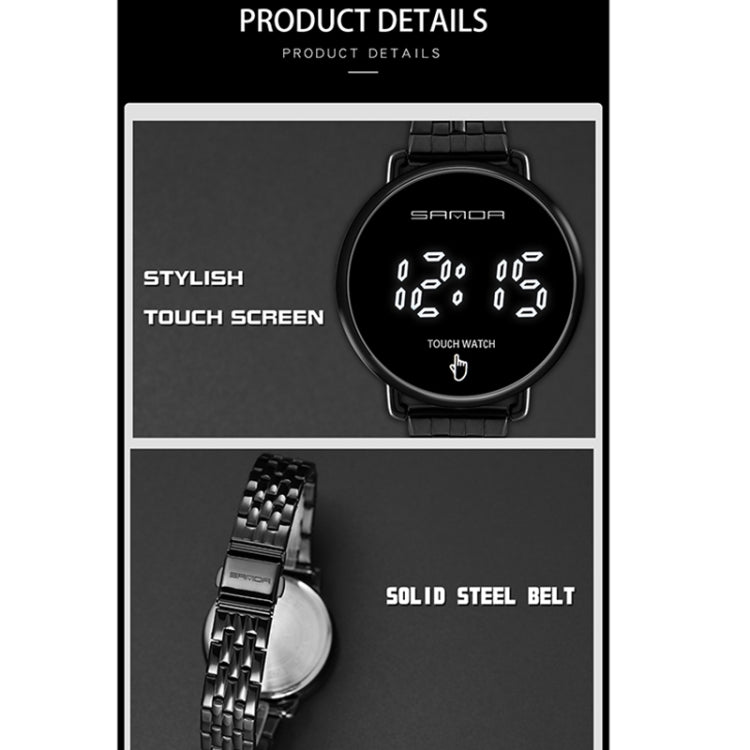 SANDA 8011 Touch Screen LED Display Digitale Quadrante Tondo Orologio Elettronico da Uomo