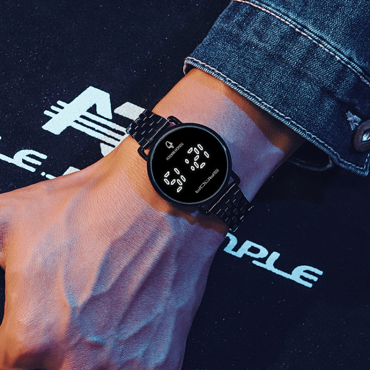 SANDA 8011 Touch Screen LED Display Digitale Quadrante Tondo Orologio Elettronico da Uomo