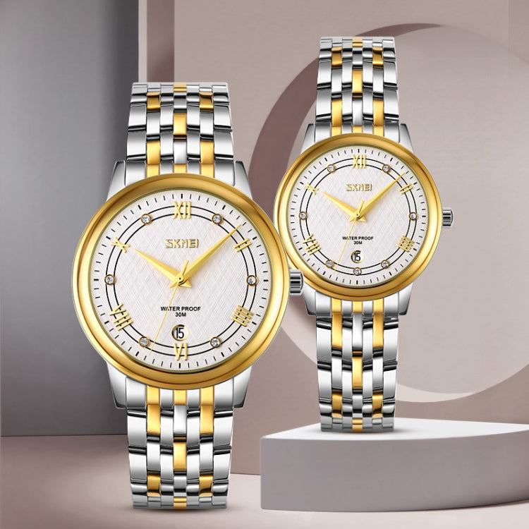 Orologio al quarzo impermeabile con cinturino con fibbia in acciaio inossidabile SKMEI 9272, Man, Women