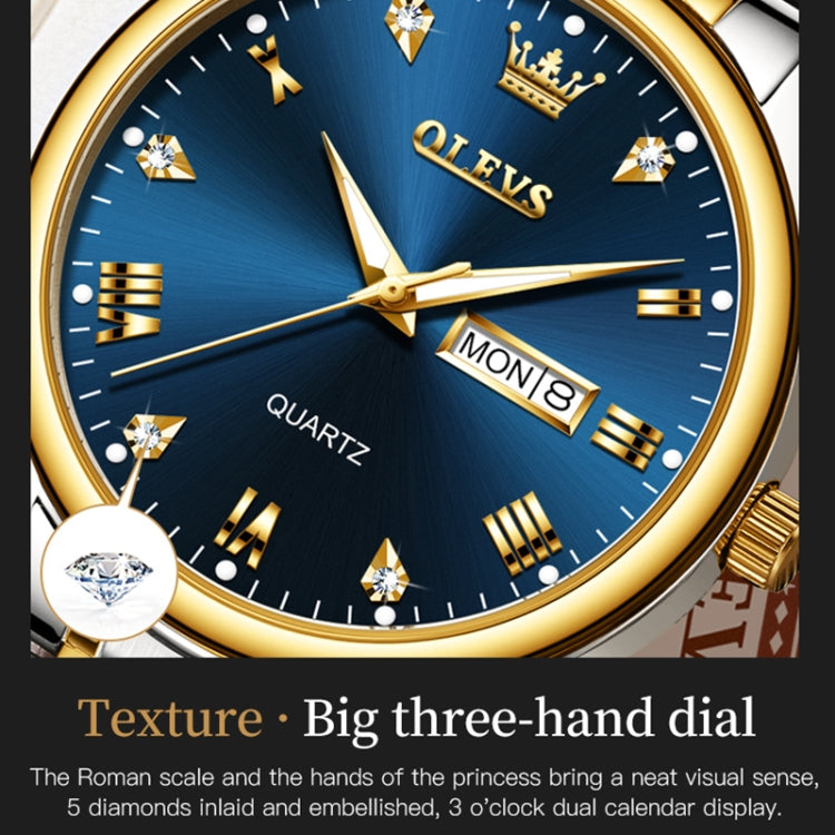 OLEVS 5563 Coppia Luminoso Orologio Al Quarzo Impermeabile, Couple Quartz Watch