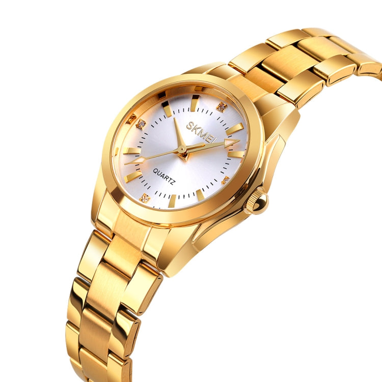 SKmei 1620 orologio da donna con cinturino in acciaio al quarzo impermeabile casual creativo con strass delicato
