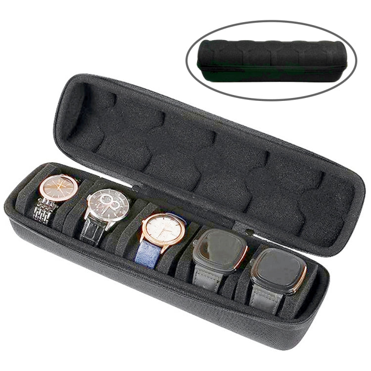 Custodia Porta Orologi 5 Posti in Nylon 1680D ed EVA Rigido – Impermeabile, Antipolvere, con Fodera in Velluto e Cerniera YKK, Perfetta per Viaggi
