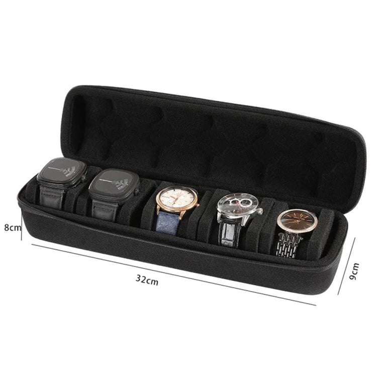 Custodia Porta Orologi 5 Posti in Nylon 1680D ed EVA Rigido – Impermeabile, Antipolvere, con Fodera in Velluto e Cerniera YKK, Perfetta per Viaggi