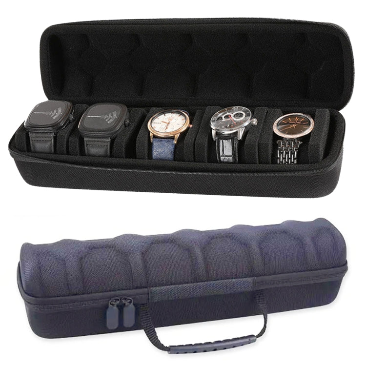 Custodia Porta Orologi 5 Posti in Nylon 1680D ed EVA Rigido – Impermeabile, Antipolvere, con Fodera in Velluto e Cerniera YKK, Perfetta per Viaggi