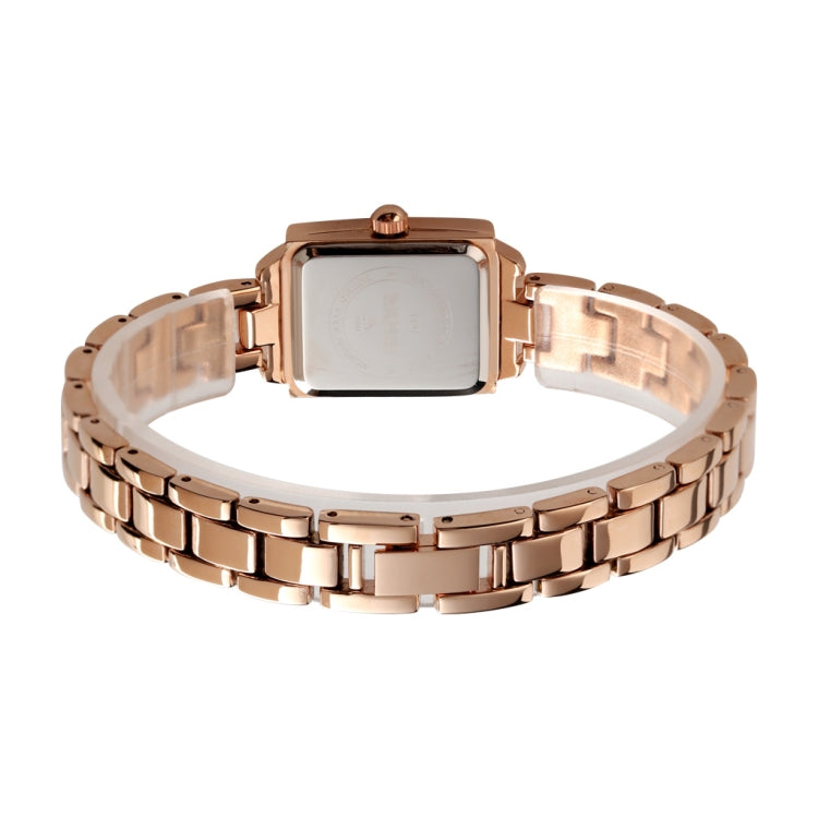 SKMEI 1407 Orologio da lavoro alla moda con diamanti Orologio al quarzo da donna in lega di zinco quadrato delicato ed elegante, Silvery