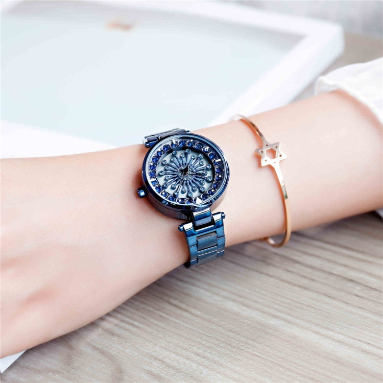 SANDA 1017 Lady Watch All Over The Sky Star Orologio girevole a 360 gradi Orologio da donna con cinturino in acciaio con diamanti