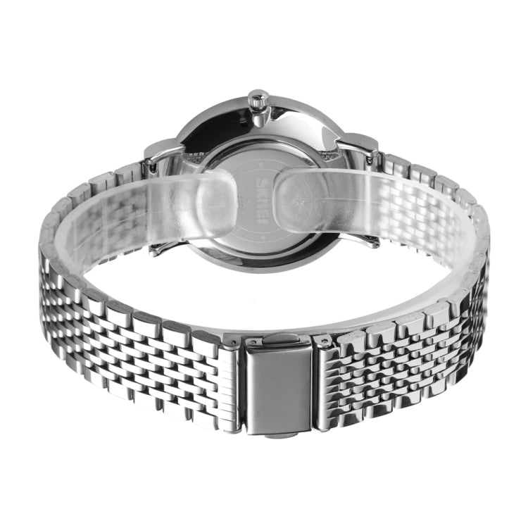Skmei 1567 Leggero e sottile per il tempo libero Semplice orologio al quarzo da donna con cinturino in acciaio impermeabile da 30 m con quadrante a conchiglia