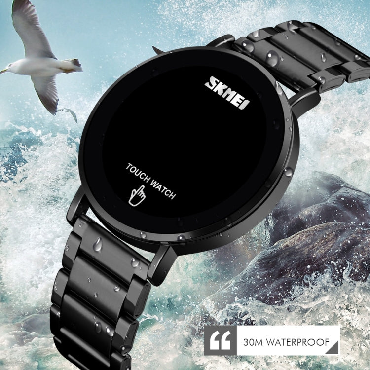 SKMEI 1550 Orologio da uomo touch screen a LED semplice ed elegante in acciaio inossidabile impermeabile con orologio elettronico