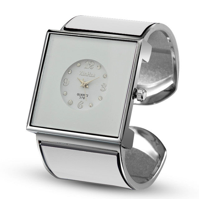 Orologio al quarzo da donna con quadrante grande e quadrante quadrato