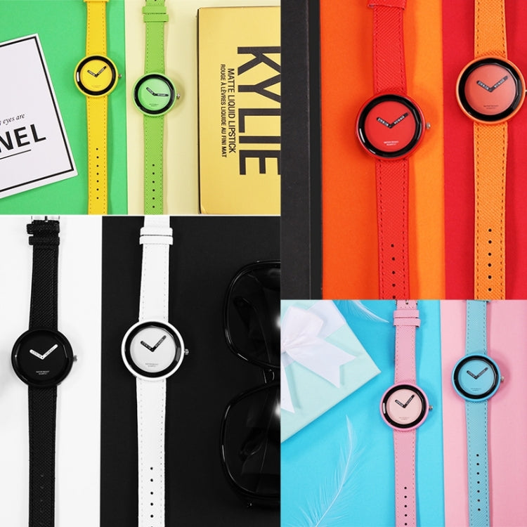 Orologio al quarzo con cinturino in pelle opaca con quadrante rotondo stile semplice per uomo/donna