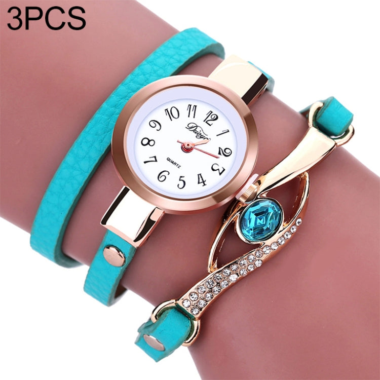 Orologio da donna con bracciale in pietra preziosa a forma di occhio da 3 pezzi