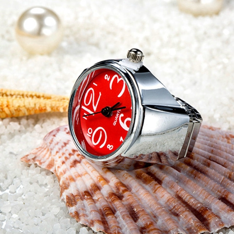 2 pezzi L04 2018 quadrante analogico al quarzo orologio creativo acciaio freddo elastico al quarzo anello orologio uomo donna, Red, White