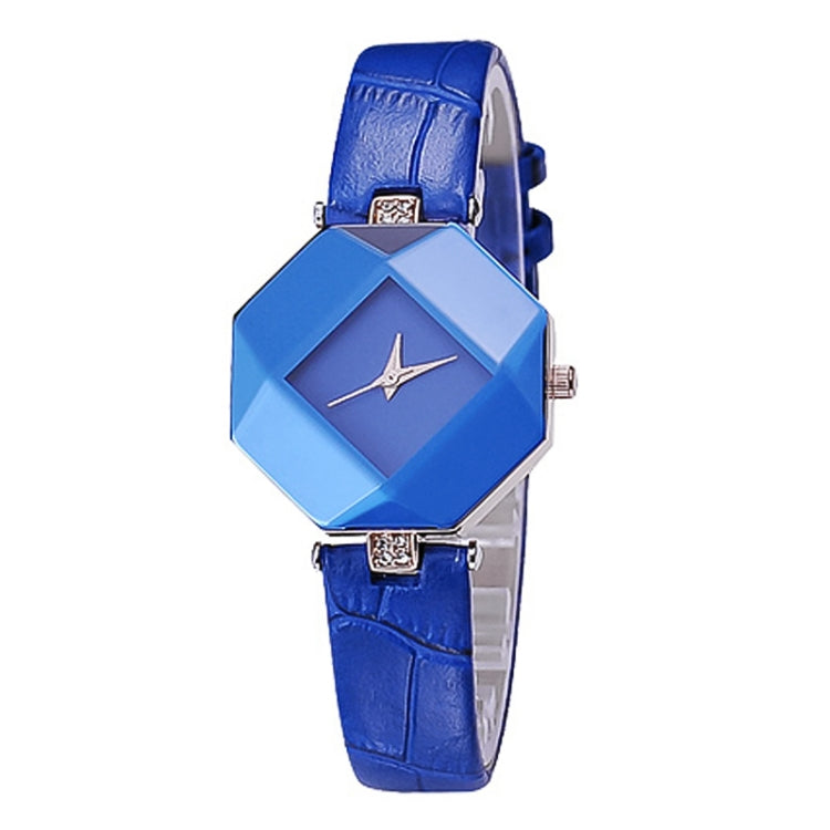 Orologio da polso al quarzo in pelle con geometria con taglio a gemma, orologio alla moda per donna