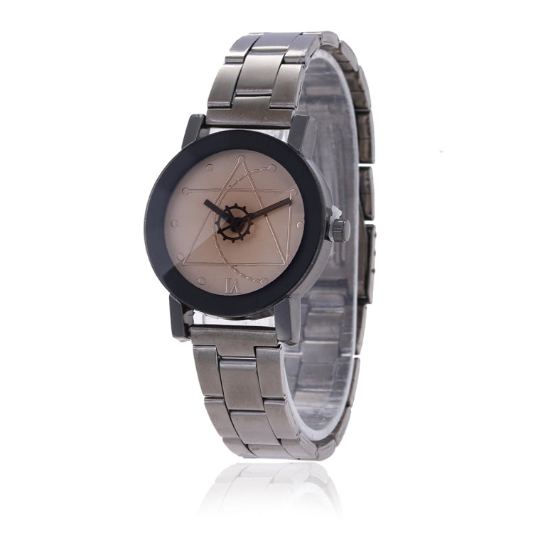 2 pezzi di orologio con cinturino in acciaio al tungsteno con ingranaggi in vetro marrone per uomo/donna