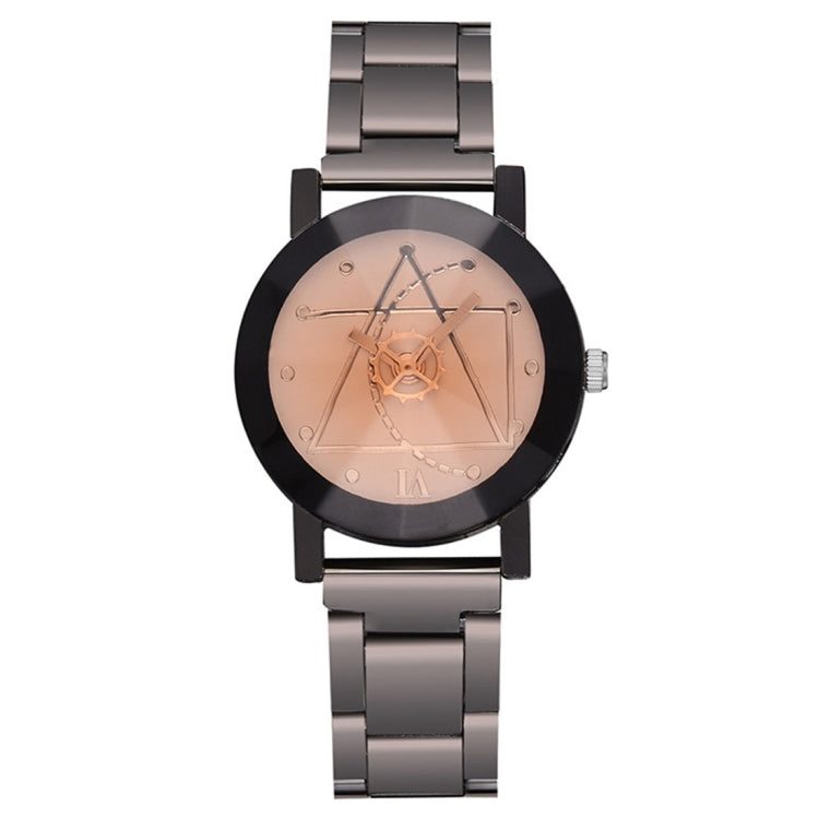 2 pezzi di orologio con cinturino in acciaio al tungsteno con ingranaggi in vetro marrone per uomo/donna