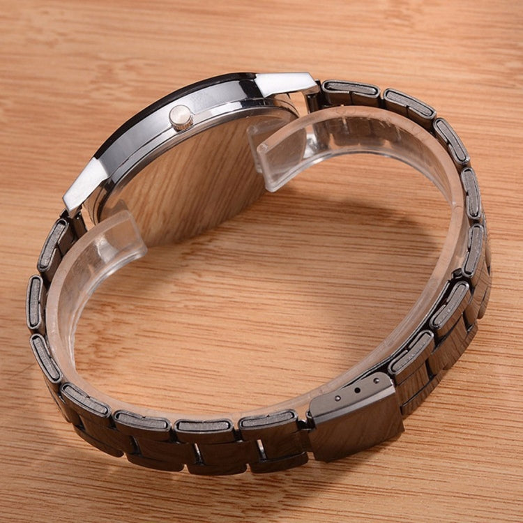 2 pezzi di orologio con cinturino in acciaio al tungsteno con ingranaggi in vetro marrone per uomo/donna