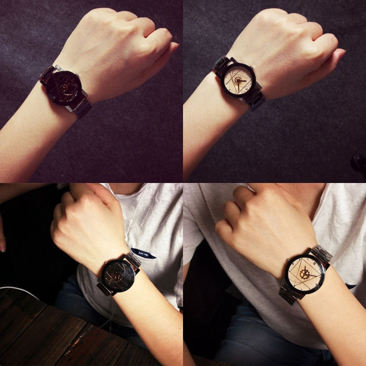 2 pezzi di orologio con cinturino in acciaio al tungsteno con ingranaggi in vetro marrone per uomo/donna