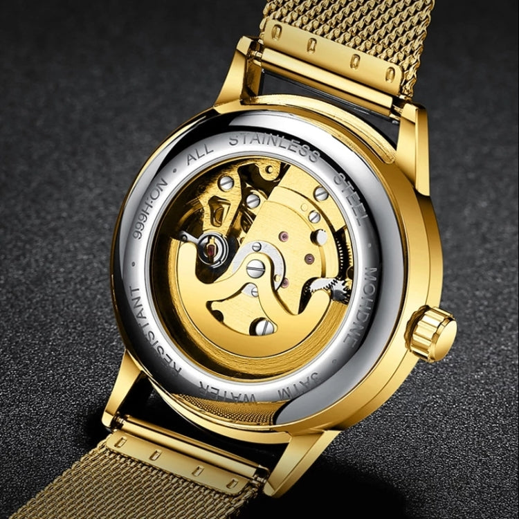 FNGEEN 6018 Orologio meccanico automatico da uomo Orologio cavo a doppia faccia con diamante luminoso impermeabile