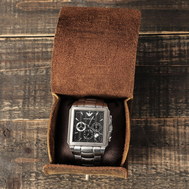 Custodia Porta Orologio in Pelle Crazy Horse CF1125 - Contatti Famiglia | Scatola Rotonda Singola per Orologi, Elegante e Resistente, 90g