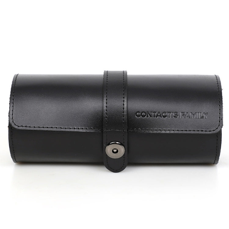 CF1117B Custodia Porta Orologi da Viaggio in Pelle - Scatola 3 Orologi con Fibbia Sicura, Design Rotondo, Elegante e Traspirante