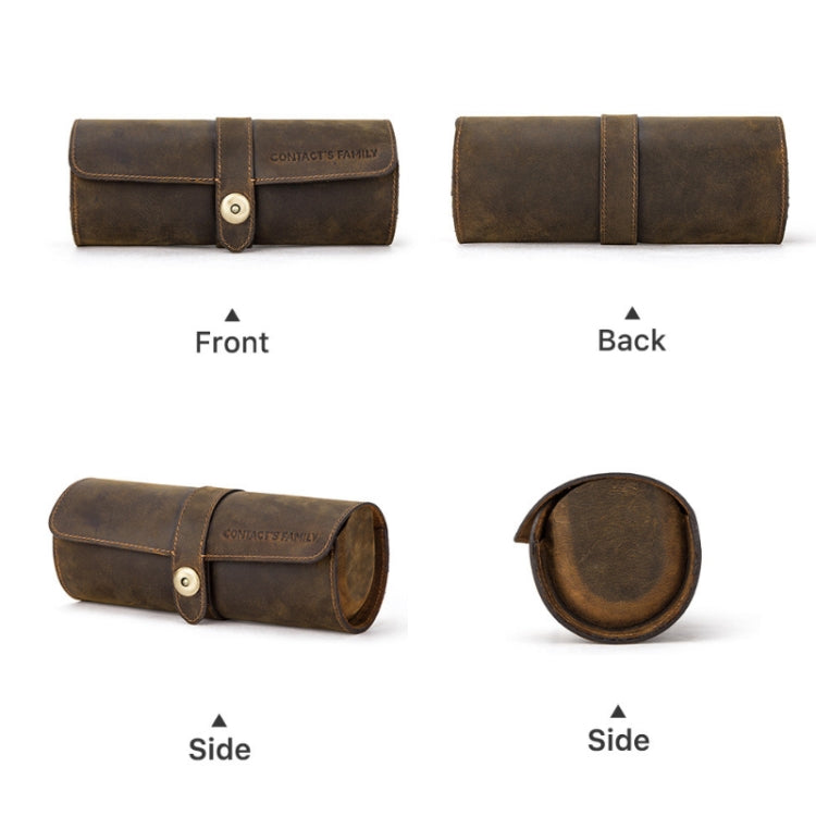 CF1117B Custodia Porta Orologi da Viaggio in Pelle - Scatola 3 Orologi con Fibbia Sicura, Design Rotondo, Elegante e Traspirante