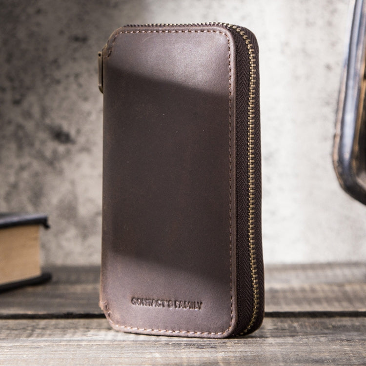 CF1114 Custodia per Orologi in Pelle Crazy Horse - Borsa da Viaggio per Coppia con Cerniera, Interno in Microfibra Morbida